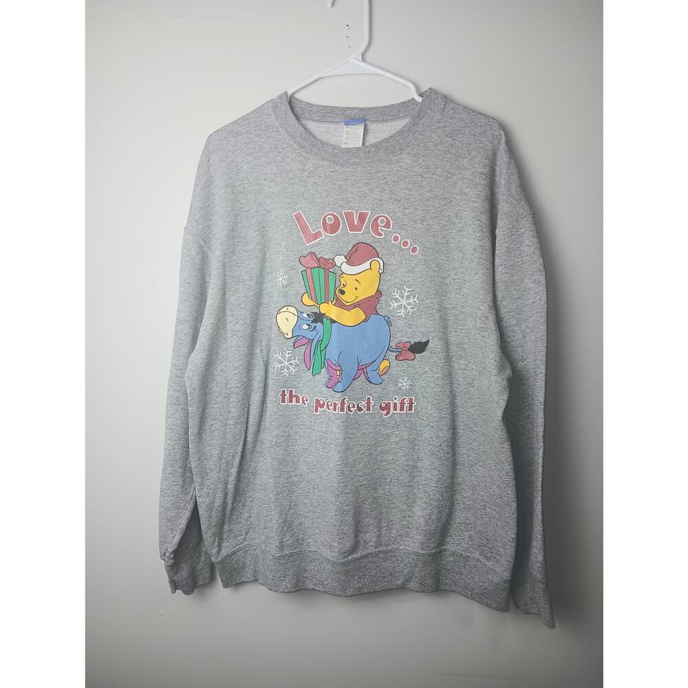 Vtg Disney Winnie the Pooh‎ Christmas Crew Neck Sweatshirt Women Size XL 90s